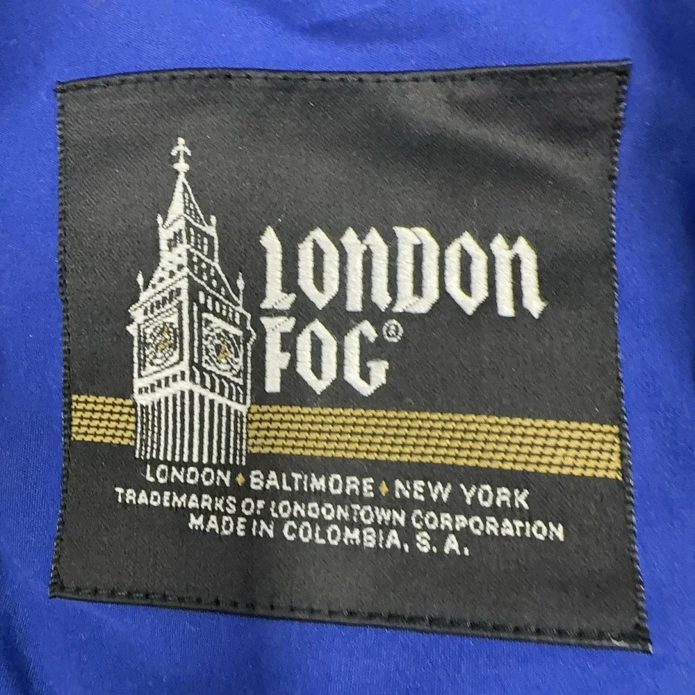 Vintage London Fog Jacket Mens Large Blue Nylon Aztec Insulated Bomber 90s